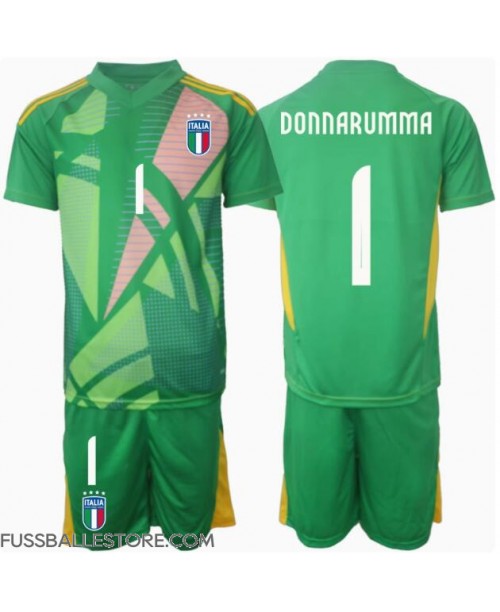 Günstige Italien Gianluigi Donnarumma #1 Torwart Auswärts Trikotsatzt Kinder EM 2024 Kurzarm (+ Kurze Hosen)